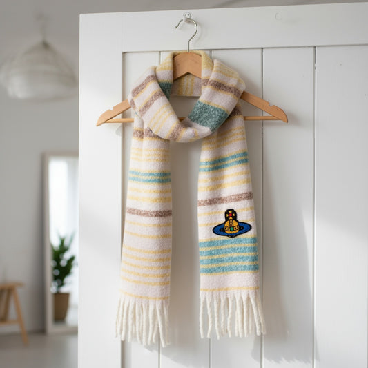 Quzmar 10% Wool Vintage Striped Scarf