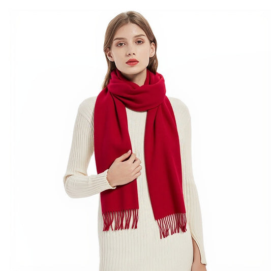 Quzmar 100% Wool Solid Color Scarf for Women - Multiple Colors Available, Warm Soft Winter Neck Warmer