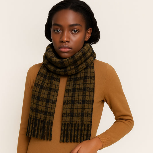 Long and Warm Plaid Scarf Woven for Comfort and Style
