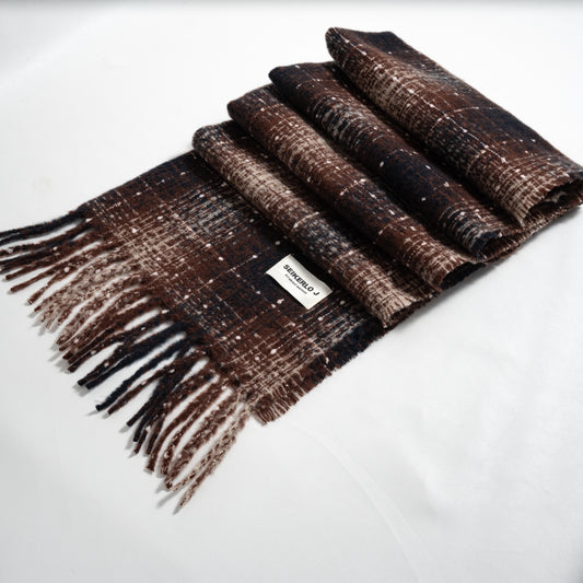 Quzmar-- Polka Dot and Plaid Tassel Scarf