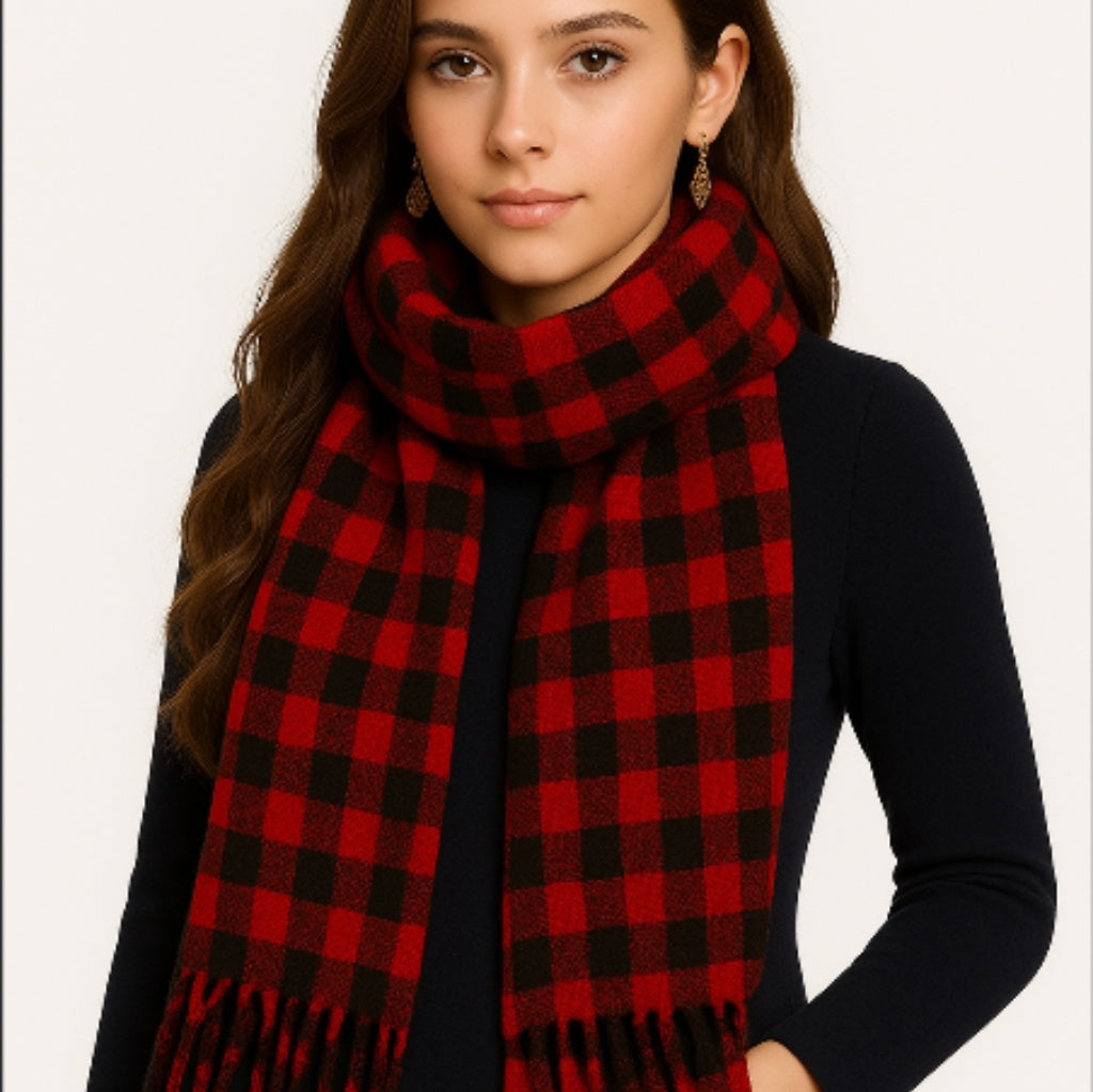 Plaid Tassel Scarf