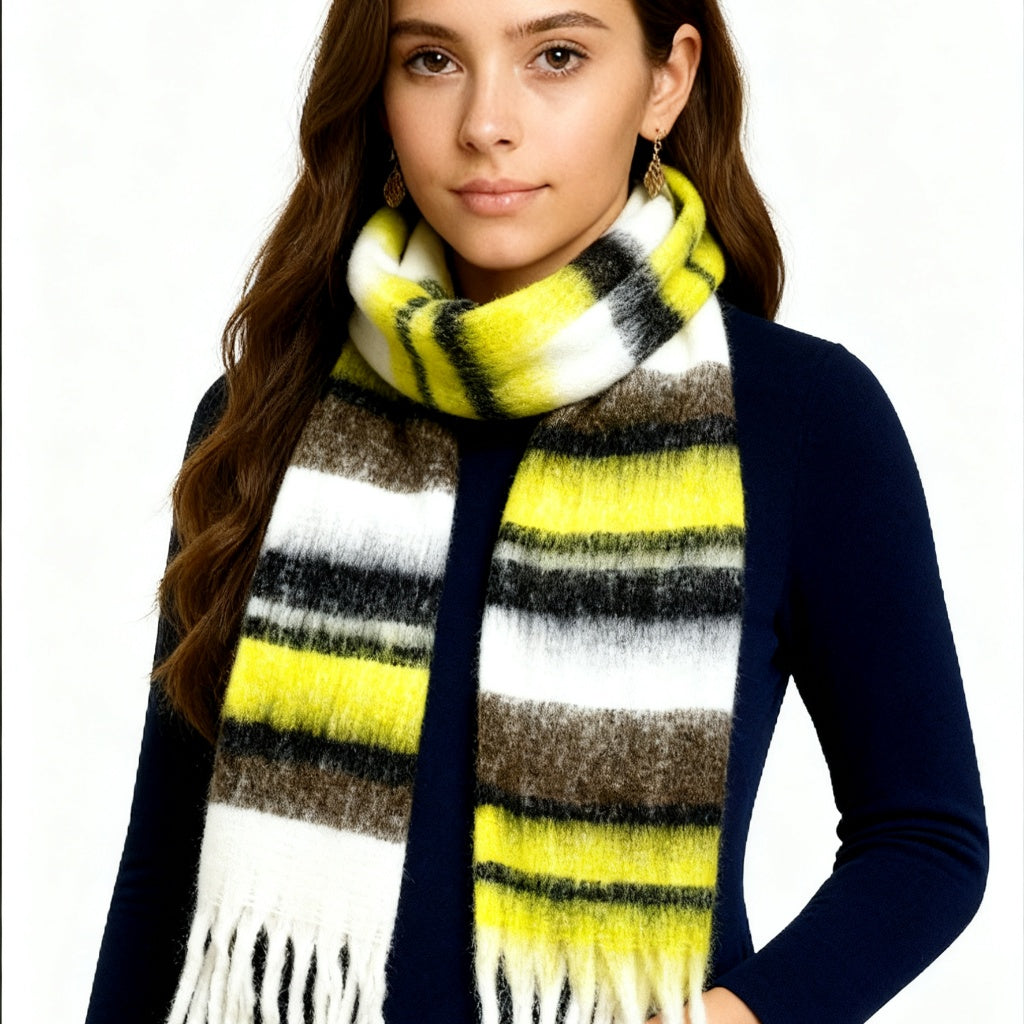 Quzmar Multiple-colors Striped Winter Scarf