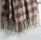 Quzmar --Plaid , Soft and Cozy Shorter Tassel Scarf
