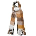 Quzmar -- Women's Plaid Scarf with Long Tassel