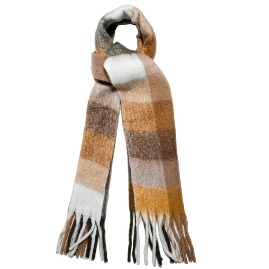 Quzmar -- Women's Plaid Scarf with Long Tassel