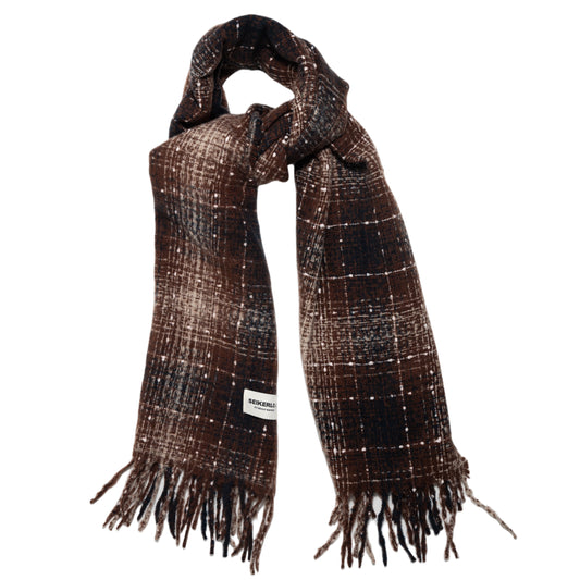 Quzmar-- Polka Dot and Plaid Tassel Scarf