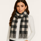 Quzmar-- Women's Plaid and Dot  Tassel Scarf