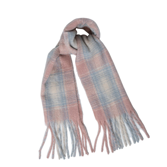 Quzmar -- Women's Plaid Scarf with Long Tassel