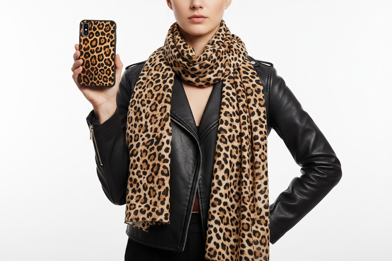 Leopard Print Fashion Bundle - Scarf & Phone Case