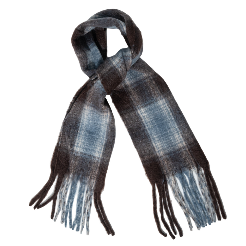 Quzmar -- Women's Plaid Scarf with Long Tassel