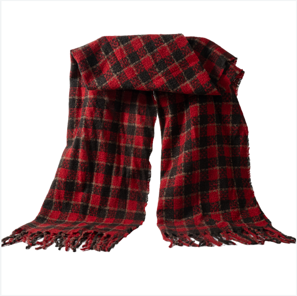 Quzmar Plaid , Soft and Cozy Shorter Tassel Scarf