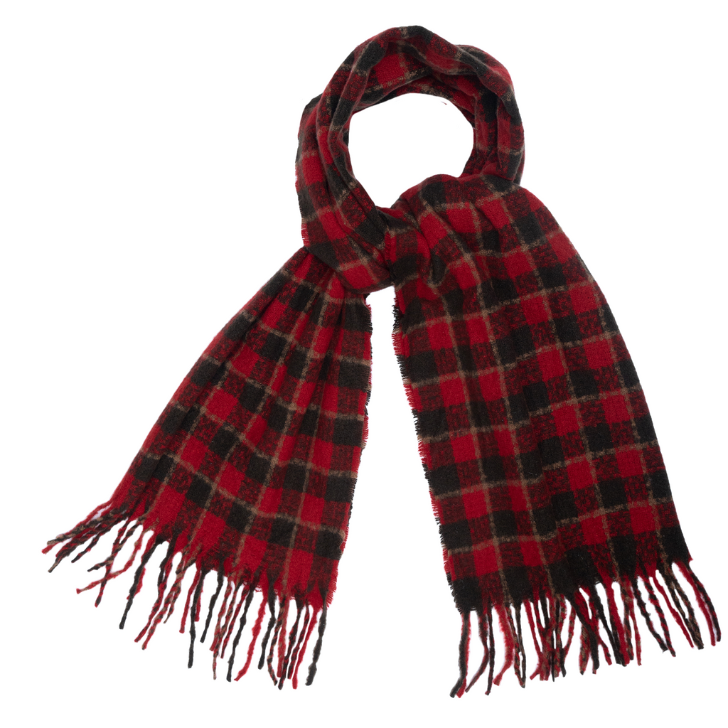 Quzmar --Plaid , Soft and Cozy Shorter Tassel Scarf