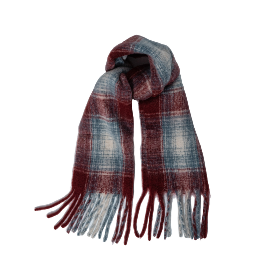 Quzmar -- Women's Plaid Scarf with Long Tassel