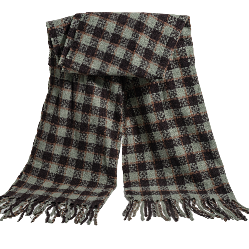 Quzmar Plaid , Soft and Cozy Shorter Tassel Scarf
