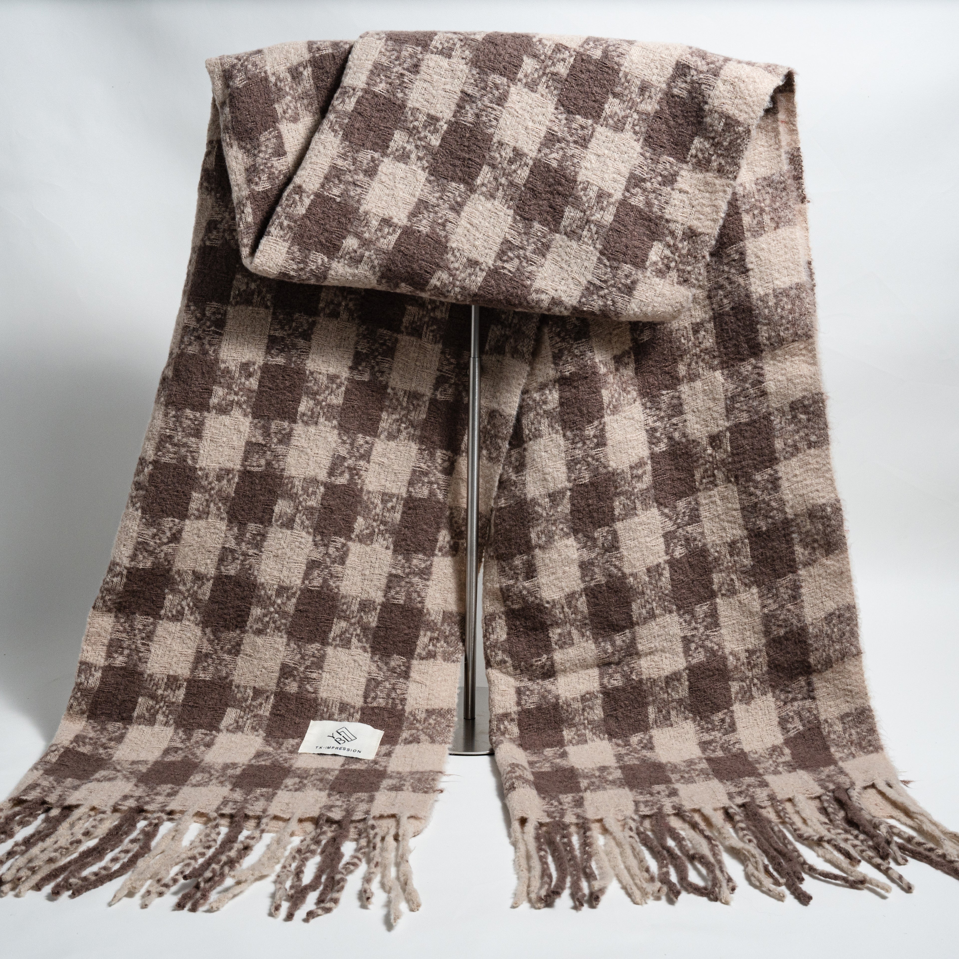 Quzmar Plaid , Soft and Cozy Shorter Tassel Scarf