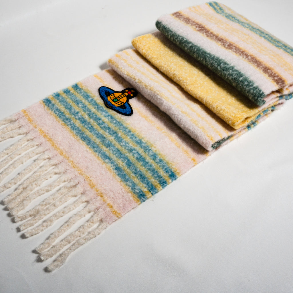Quzmar-- 10% Wool  Vintage Striped Scarf